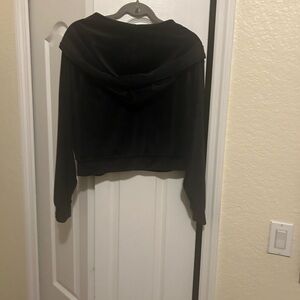 Victoria’s Secret Black Velvet Cropped Hoodie